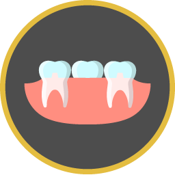 Vollkeramik Zahn zwischen zwei echten Zähnen Icon