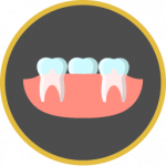 Vollkeramik Zahn zwischen zwei echten Zähnen Icon